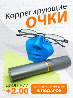 Готовые очки для чтения с футляром +2.00 (серый)