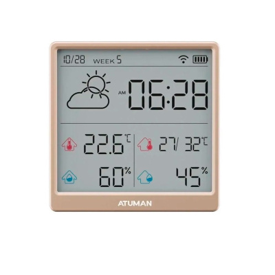 Датчик температуры и влажности ATuMan Duka TH3 Champagne Gold EU